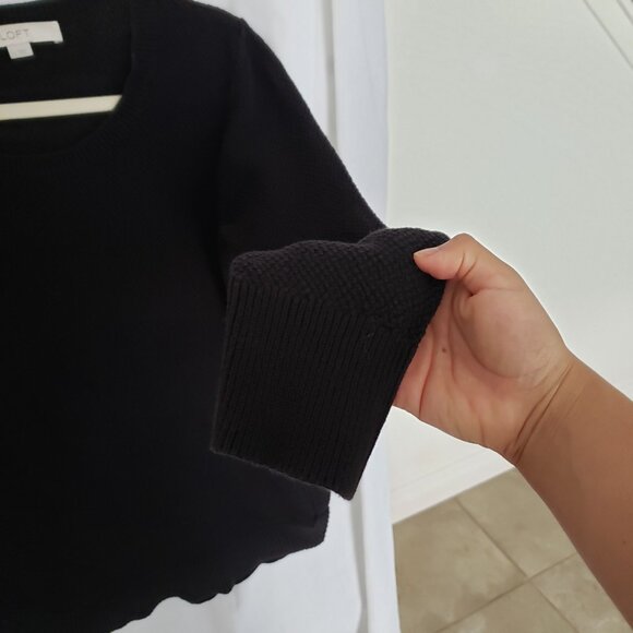 Woman Ann Taylor Loft Black Round Neck Long Sleeve Sweater Top Size L - Picture 6 of 10